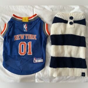 Dog New York Knicks Jersey + Striped Gap Sweater Size Small